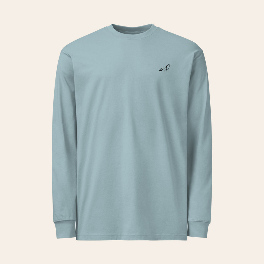 LOUPI GANG Studio Long Sleeve in Agave, front view, black printed rabbit on the left chest