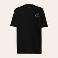 LOUPI GANG Signature Heavyweight Tee in Black, front view, grey embroidered rabbit logo on the left chest