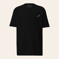 LOUPI GANG Signature Embroidered Tee in Black, front view, small white embroidered rabbit on the left chest.