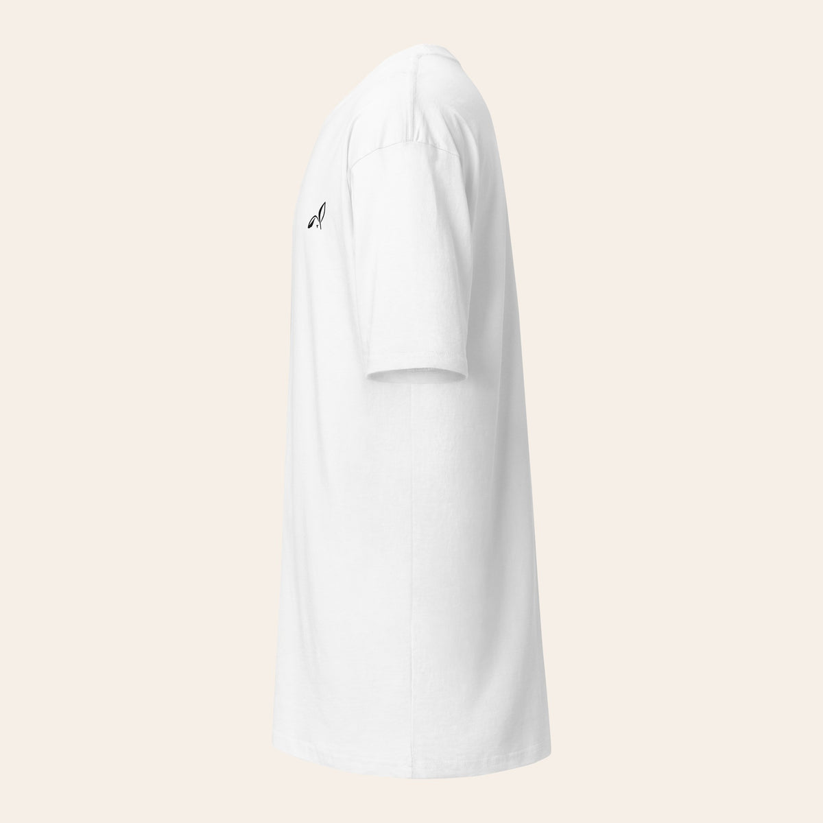 LOUPI GANG Signature Embroidered Tee in White, left side view showing the regular heavyweight fit.