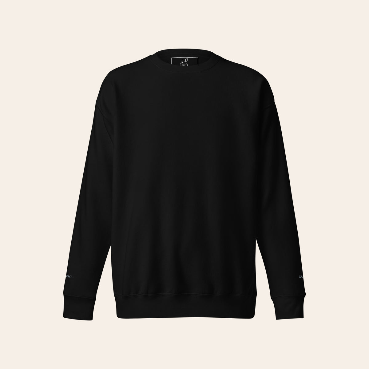 LOUPI GANG Afterhours Crew in Black, full front view of the crewneck sweatshirt