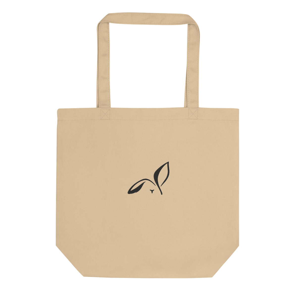LOUPI GANG Everyday Organic Tote in Oyster — black embroidered front rabbit, digital product mockup