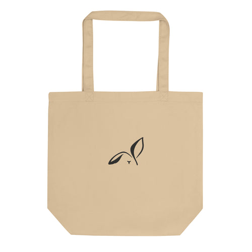LOUPI GANG Everyday Organic Tote in Oyster — black embroidered front rabbit, digital product mockup