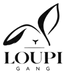 LOUPI GANG official logo — asymmetric rabbit without eyes and serif wordmark