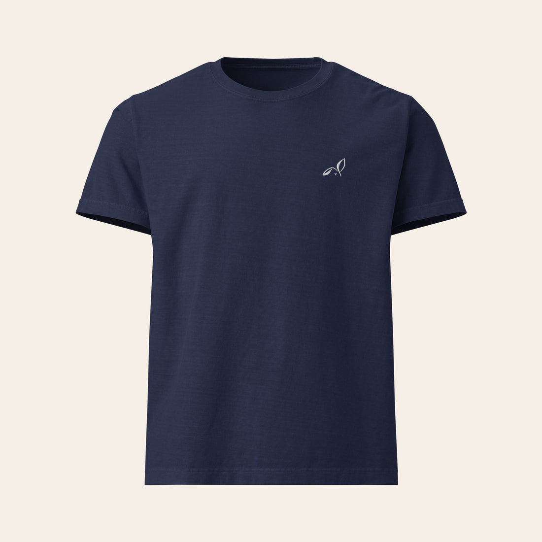 LOUPI GANG Signature Embroidered Tee in Navy, front view, white embroidered rabbit on the left chest
