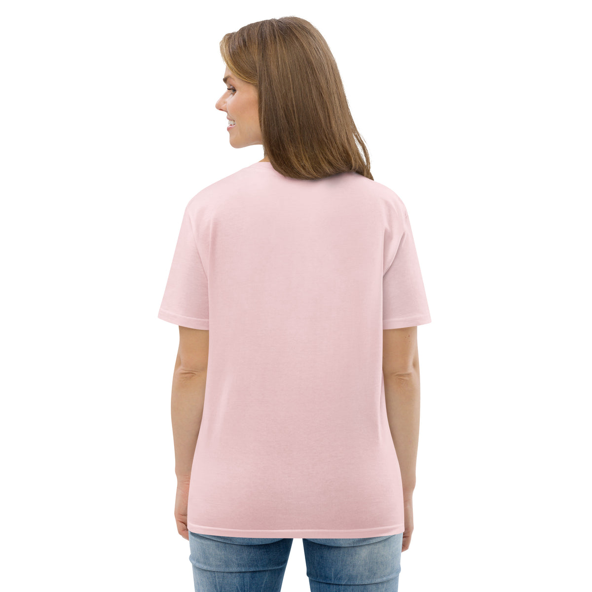 LOUPI GANG Essential Organic Tee in Cotton Pink — back view mockup