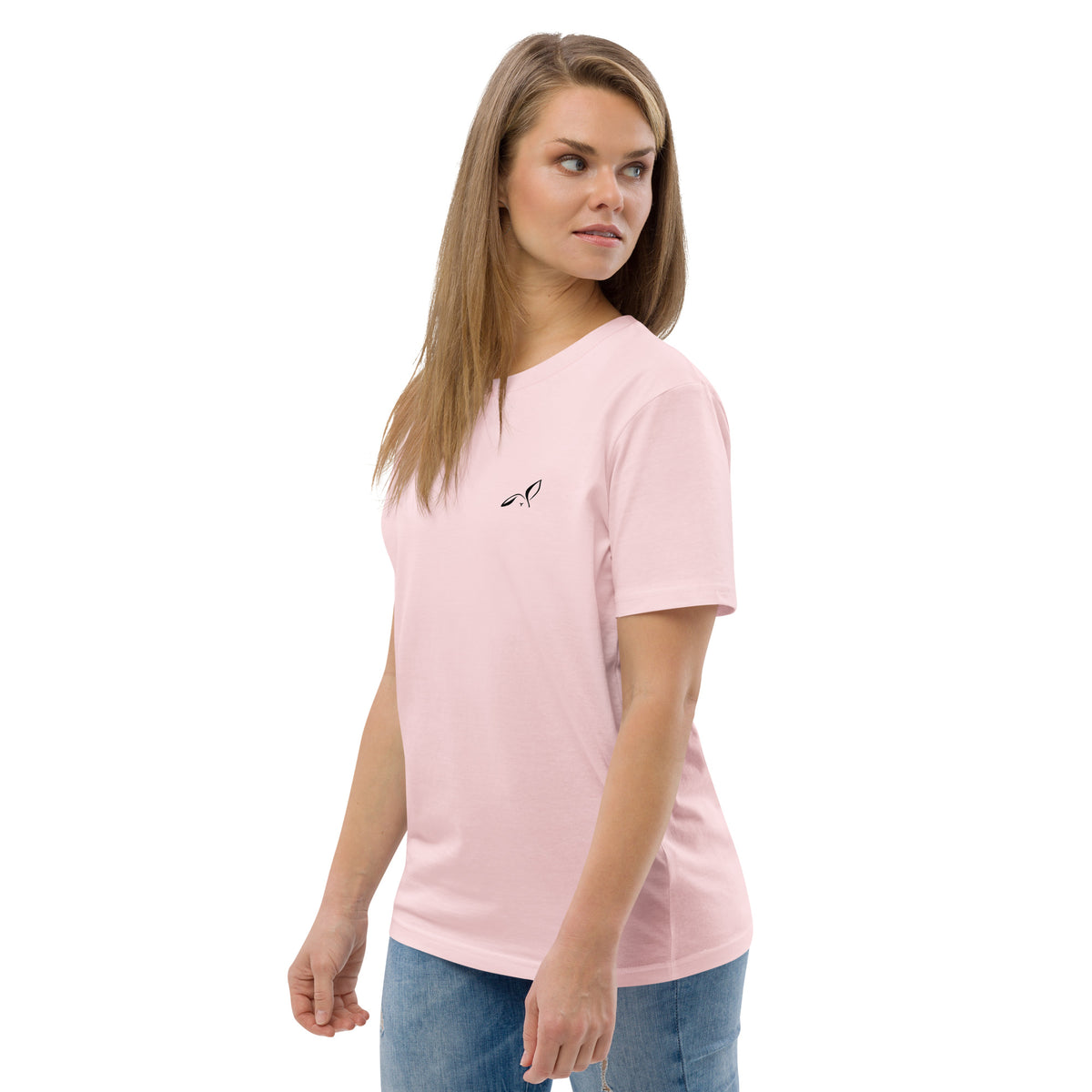 LOUPI GANG Essential Organic Tee in Cotton Pink — left front view mockup