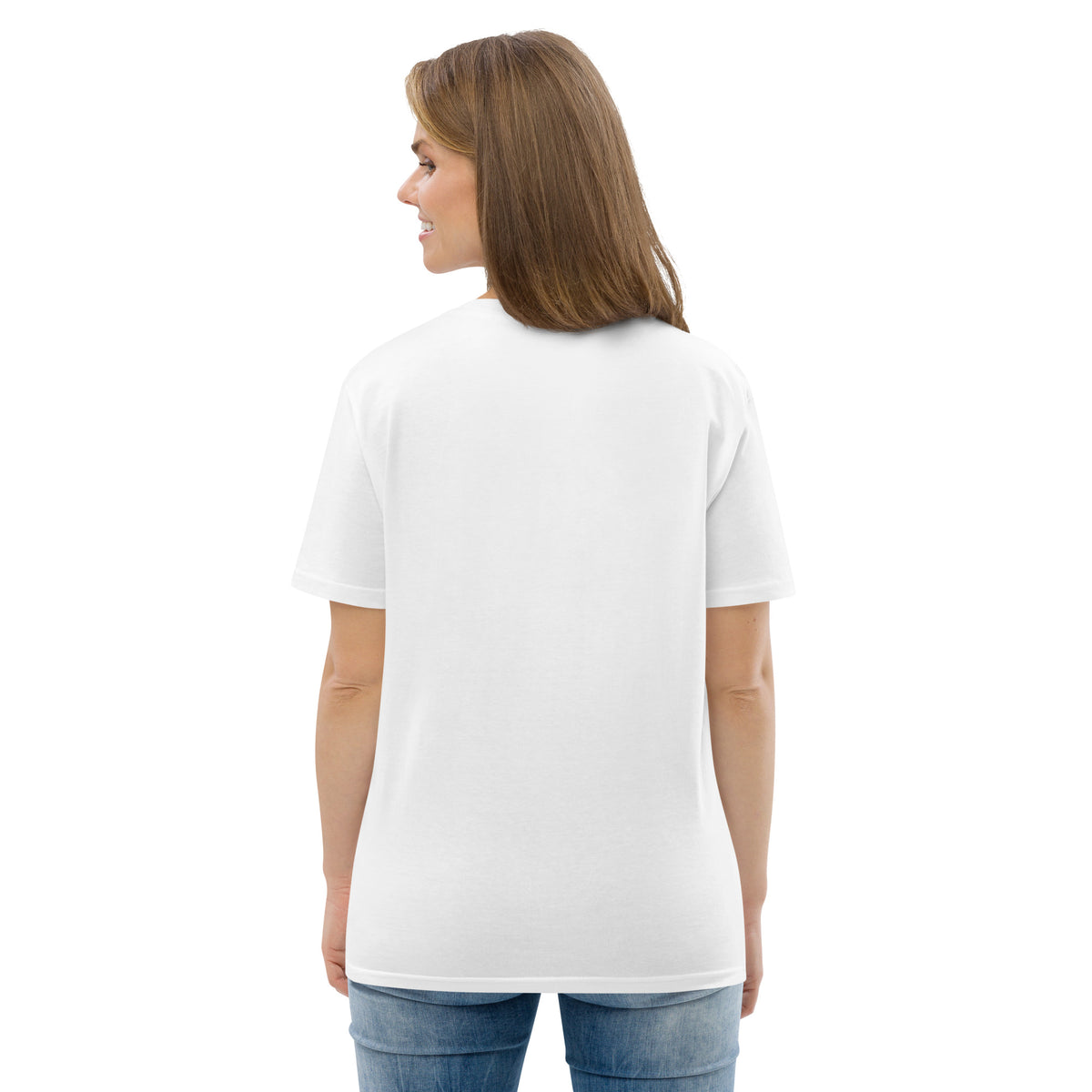 LOUPI GANG Essential Organic Tee in White — back view mockup